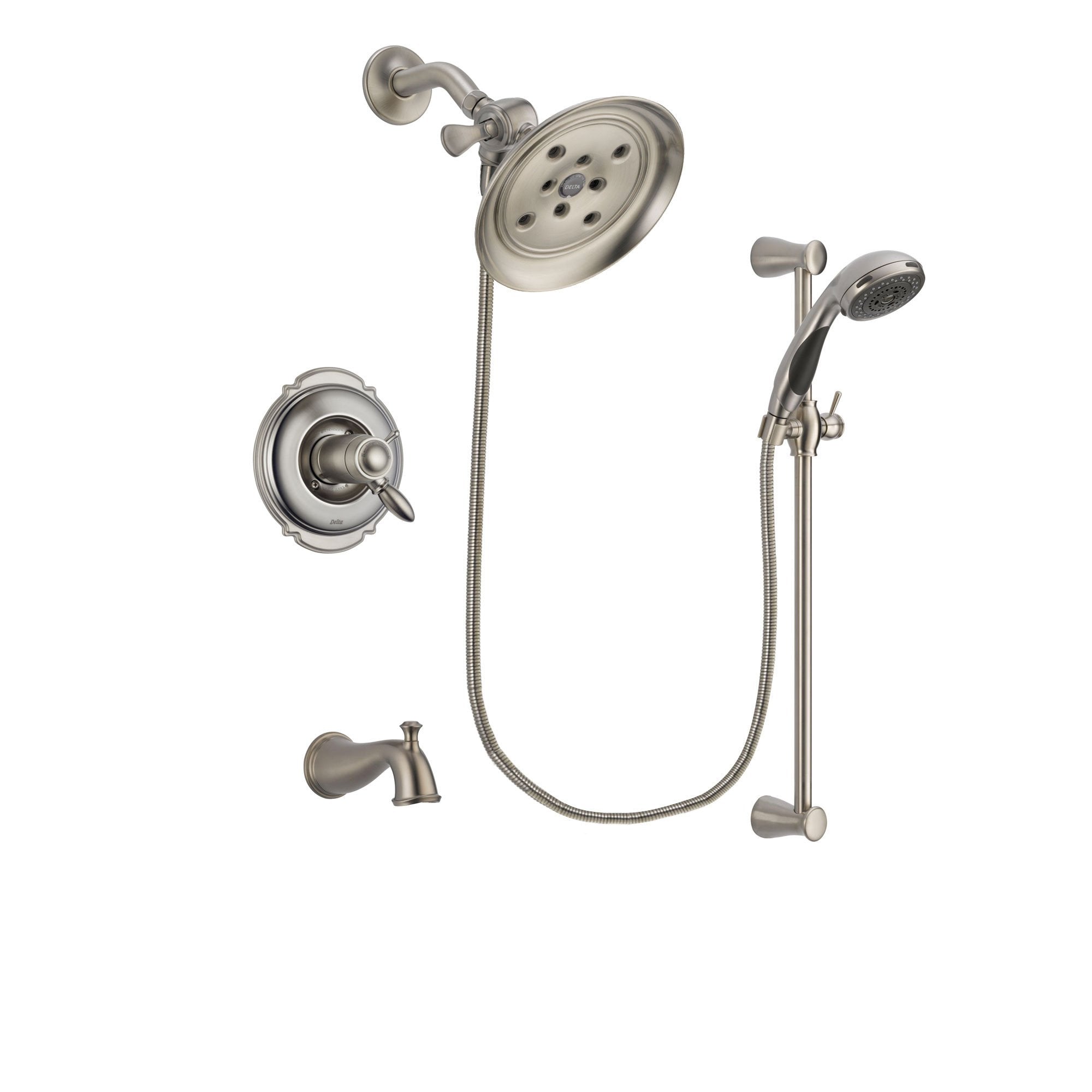 Delta Victorian Stainless Steel Finish Tub & Shower System w/Hand Spray DSP1583V