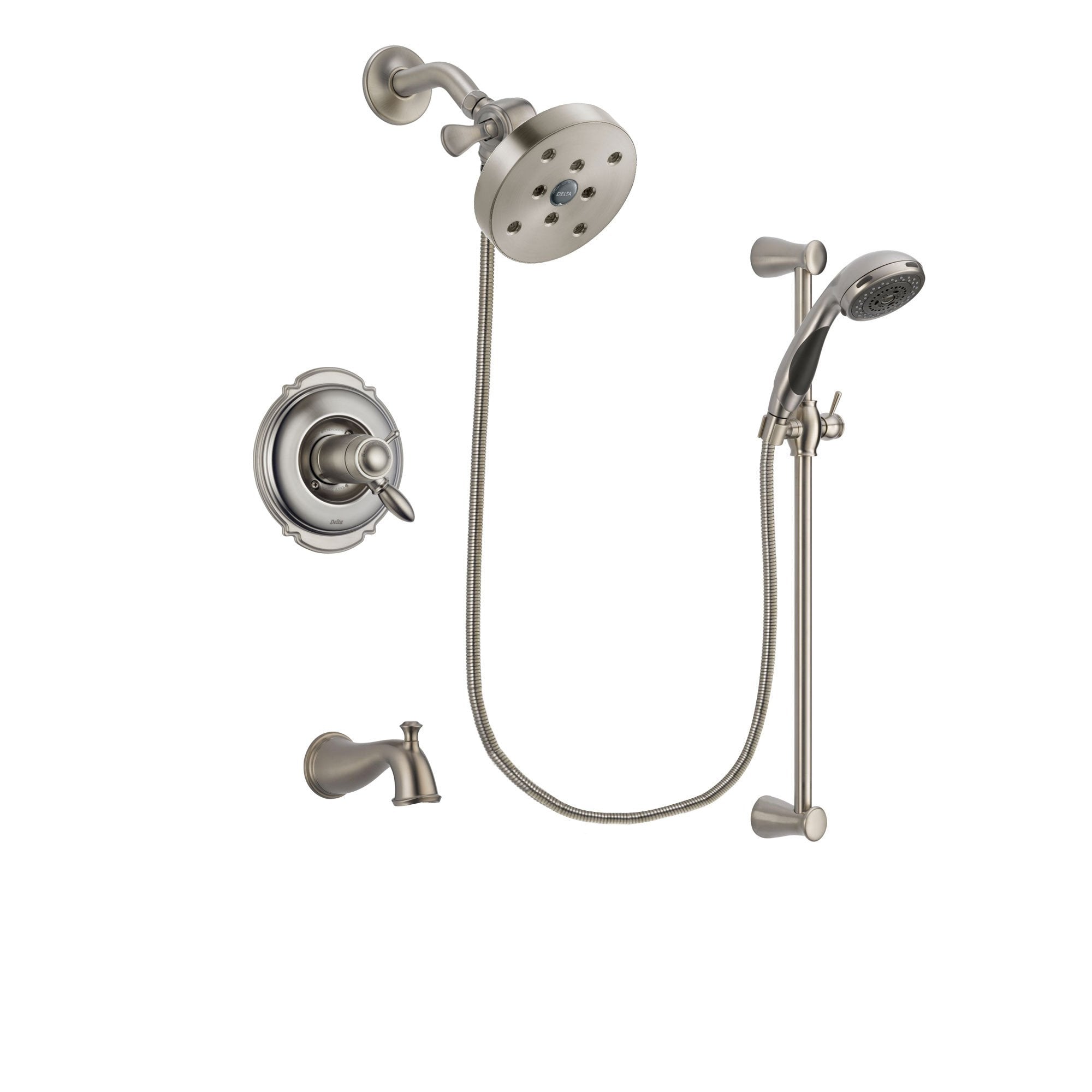 Delta Victorian Stainless Steel Finish Tub & Shower System w/Hand Spray DSP1617V