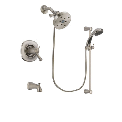 Delta Addison Stainless Steel Finish Thermostatic Tub and Shower Faucet System Package with 5-1/2 inch Shower Head and Handheld Shower Spray with Slide Bar Includes Rough-in Valve and Tub Spout DSP1621V
