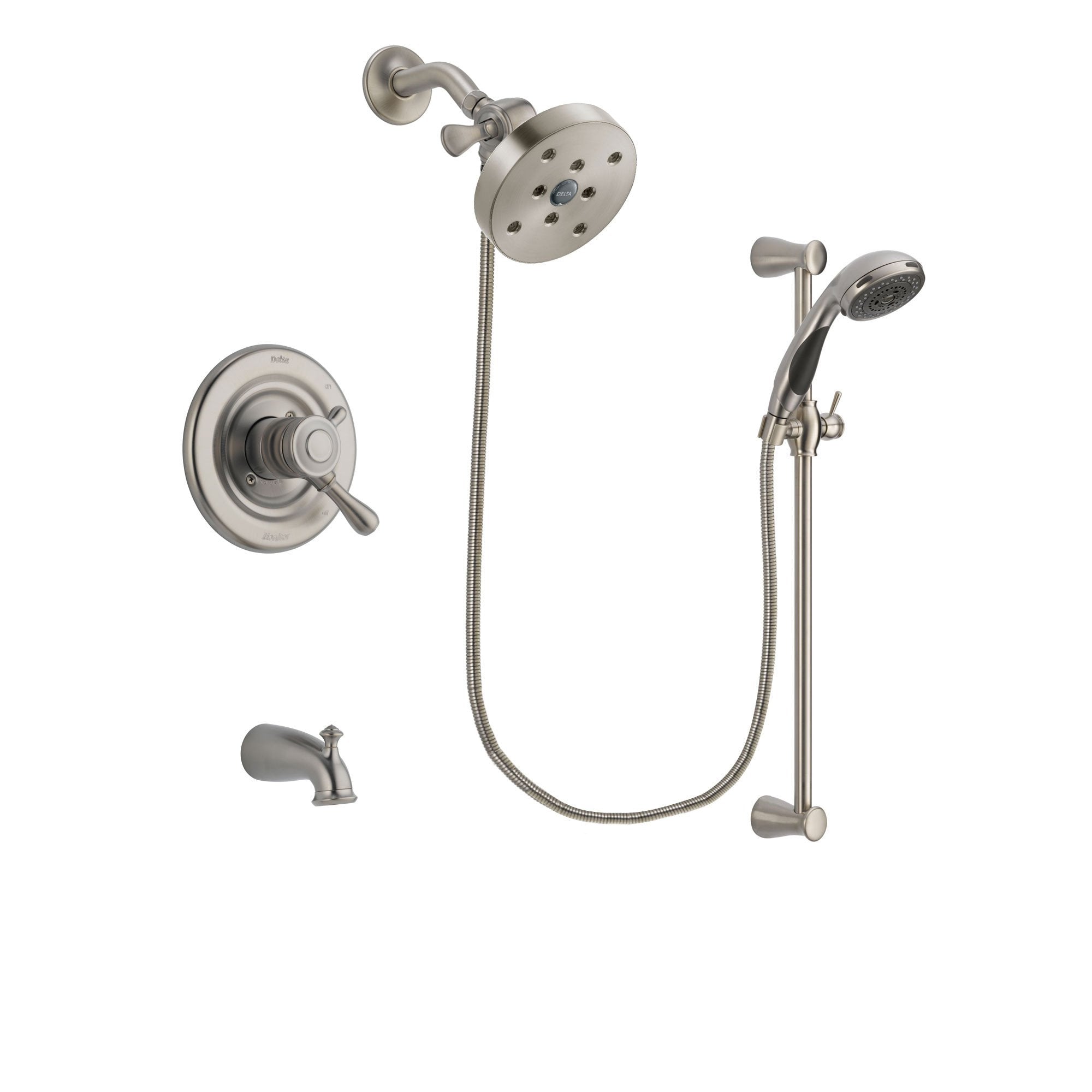 Delta Leland Stainless Steel Finish Dual Control Tub And Shower Faucet   DSP1641V 