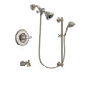 Delta Linden Stainless Steel Finish Tub and Shower Faucet System Package with Water Efficient Showerhead and 7-Spray Handheld Shower with Slide Bar Includes Rough-in Valve and Tub Spout DSP1701V