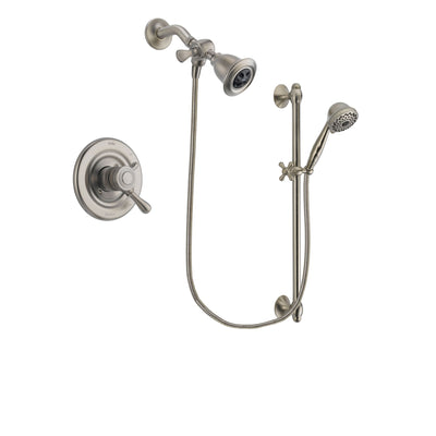 Delta Leland Stainless Steel Finish Dual Control Shower Faucet System Package with Water Efficient Showerhead and 7-Spray Handheld Shower with Slide Bar Includes Rough-in Valve DSP1710V