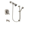 Delta Addison Stainless Steel Finish Dual Control Tub and Shower Faucet System Package with Water Efficient Showerhead and 7-Spray Handheld Shower with Slide Bar Includes Rough-in Valve and Tub Spout DSP1711V