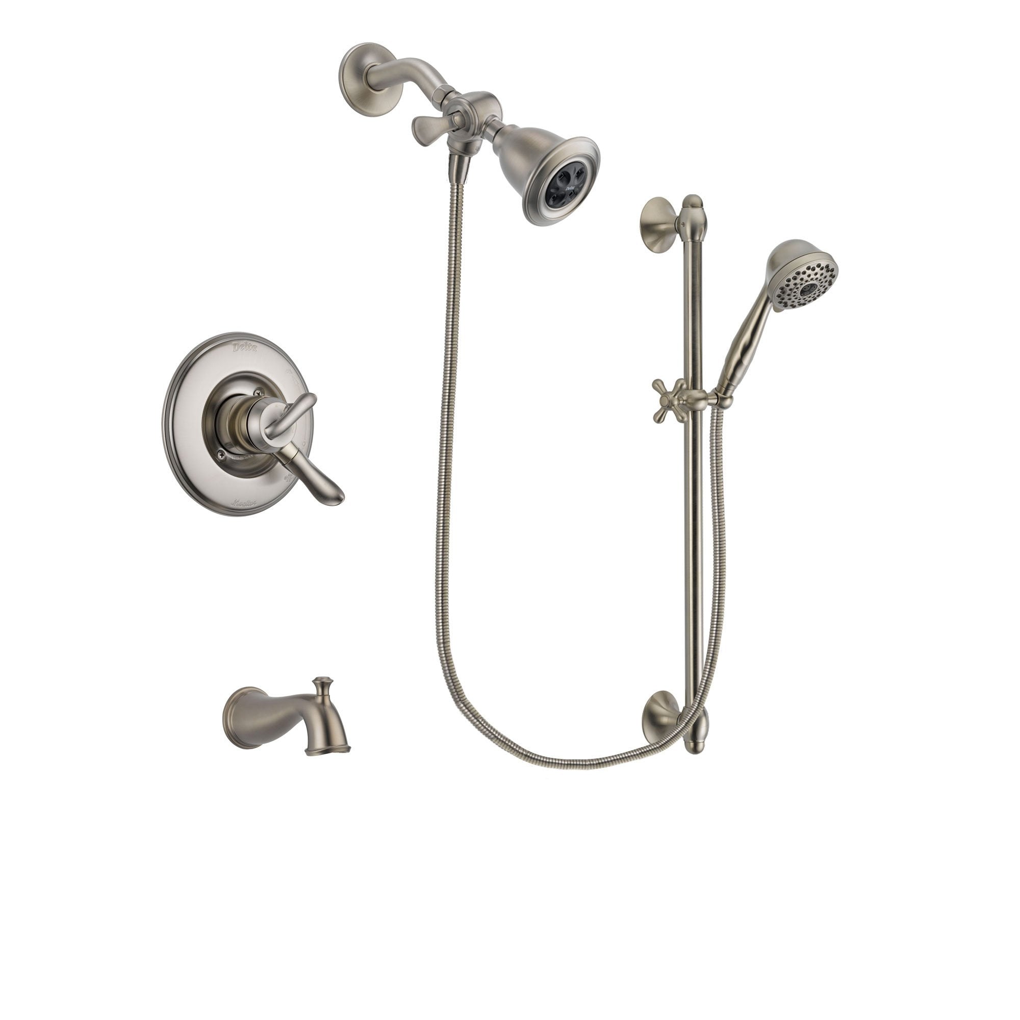 Delta Linden Stainless Steel Finish Dual Control Tub And Shower Faucet   DSP1713V 