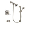 Delta Cassidy Stainless Steel Finish Dual Control Tub and Shower Faucet System Package with Water Efficient Showerhead and 7-Spray Handheld Shower with Slide Bar Includes Rough-in Valve and Tub Spout DSP1715V