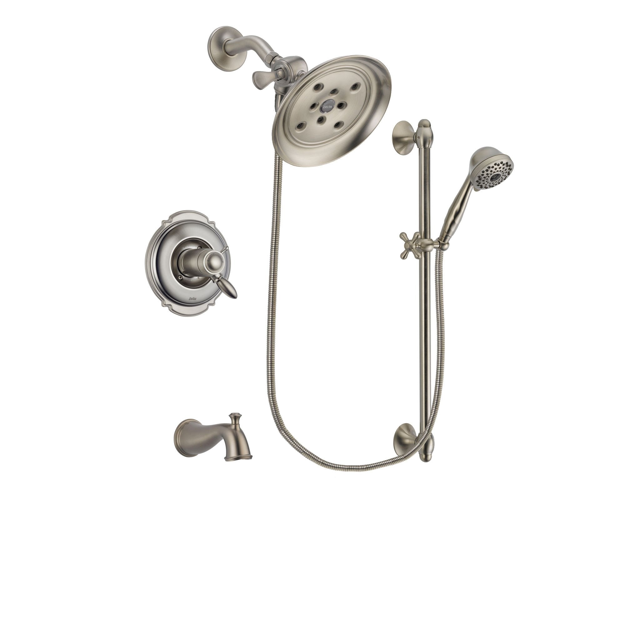 Delta Victorian Stainless Steel Finish Tub & Shower System w/Hand Spray DSP1719V