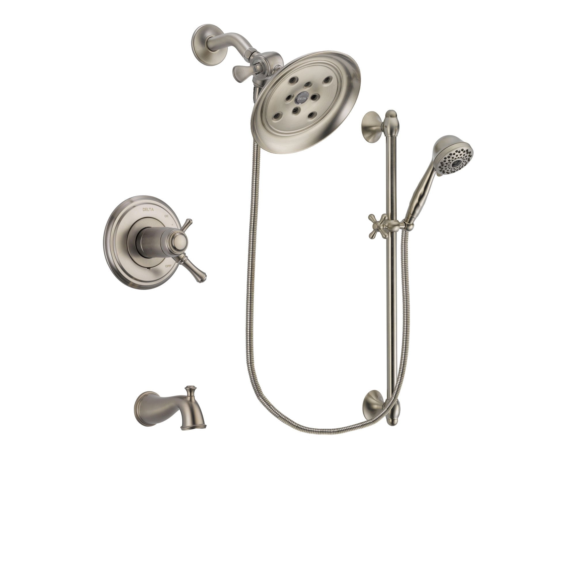 Delta Cassidy Stainless Steel Finish Tub and Shower System w/Hand Spray DSP1725V