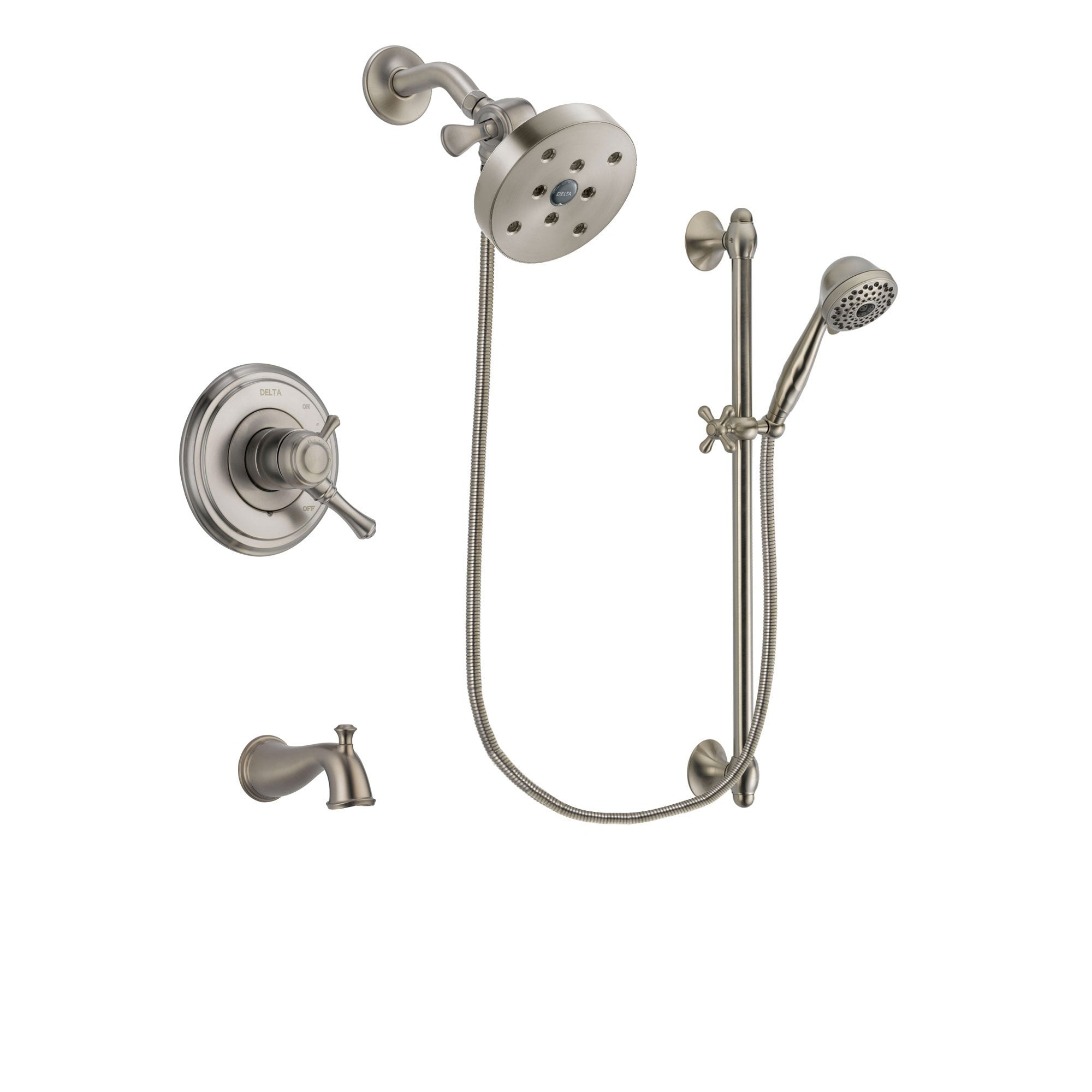 Delta Cassidy Stainless Steel Finish Tub and Shower System w/Hand Spray DSP1783V