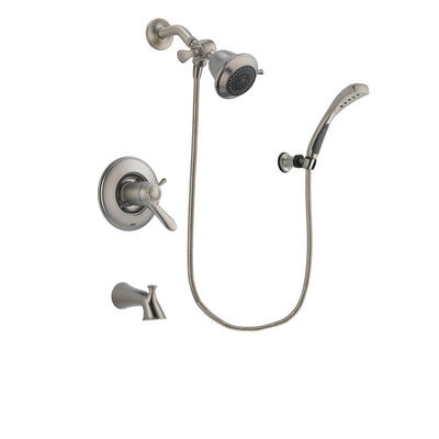 Delta Lahara Stainless Steel Finish Thermostatic Tub and Shower Faucet System Package with Shower Head and Wall Mounted Handshower Includes Rough-in Valve and Tub Spout DSP1785V