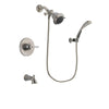 Delta Trinsic Stainless Steel Finish Tub and Shower Faucet System Package with Shower Head and Wall Mounted Handshower Includes Rough-in Valve and Tub Spout DSP1797V