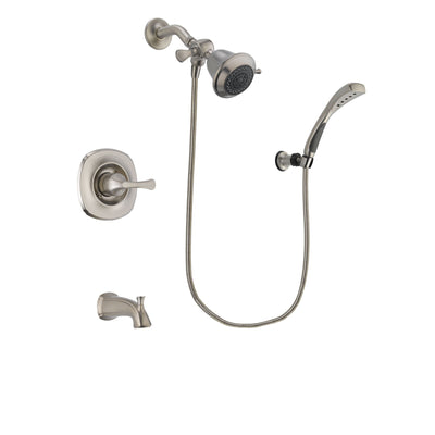Delta Addison Stainless Steel Finish Tub and Shower Faucet System Package with Shower Head and Wall Mounted Handshower Includes Rough-in Valve and Tub Spout DSP1801V