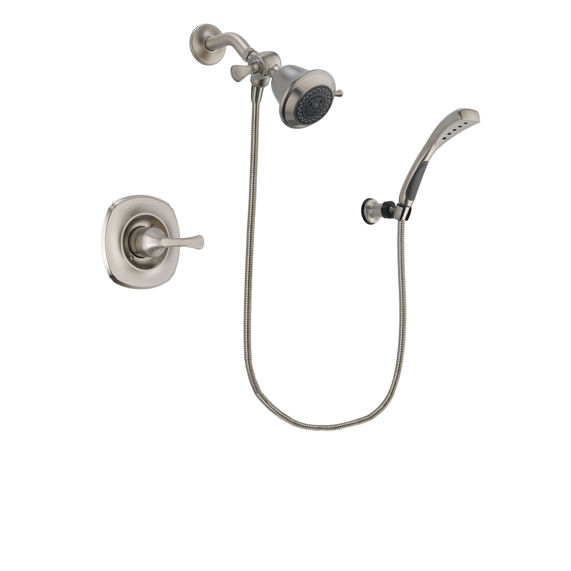 Delta Addison Stainless Steel Finish Shower Faucet System Package with Shower Head and Wall Mounted Handshower Includes Rough-in Valve DSP1802V