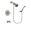 Delta Linden Stainless Steel Finish Tub and Shower Faucet System Package with Shower Head and Wall Mounted Handshower Includes Rough-in Valve and Tub Spout DSP1803V