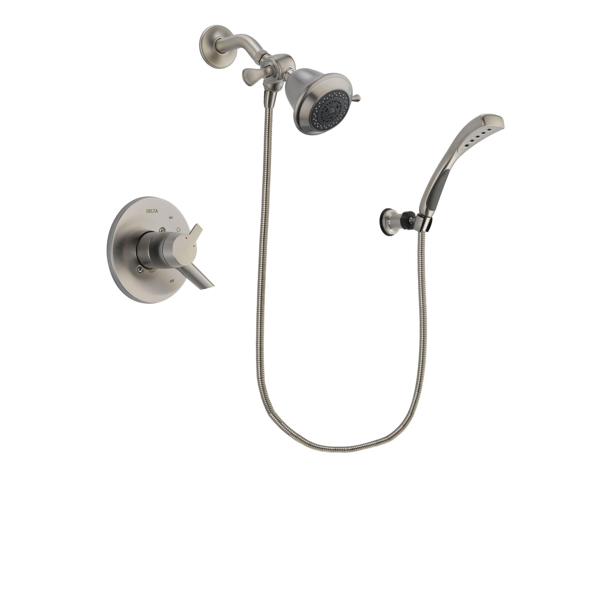 Delta Compel Stainless Steel Finish Dual Control Shower Faucet System Package with Shower Head and Wall Mounted Handshower Includes Rough-in Valve DSP1810V