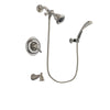 Delta Victorian Stainless Steel Finish Thermostatic Tub and Shower Faucet System Package with Water Efficient Showerhead and Wall Mounted Handshower Includes Rough-in Valve and Tub Spout DSP1821V