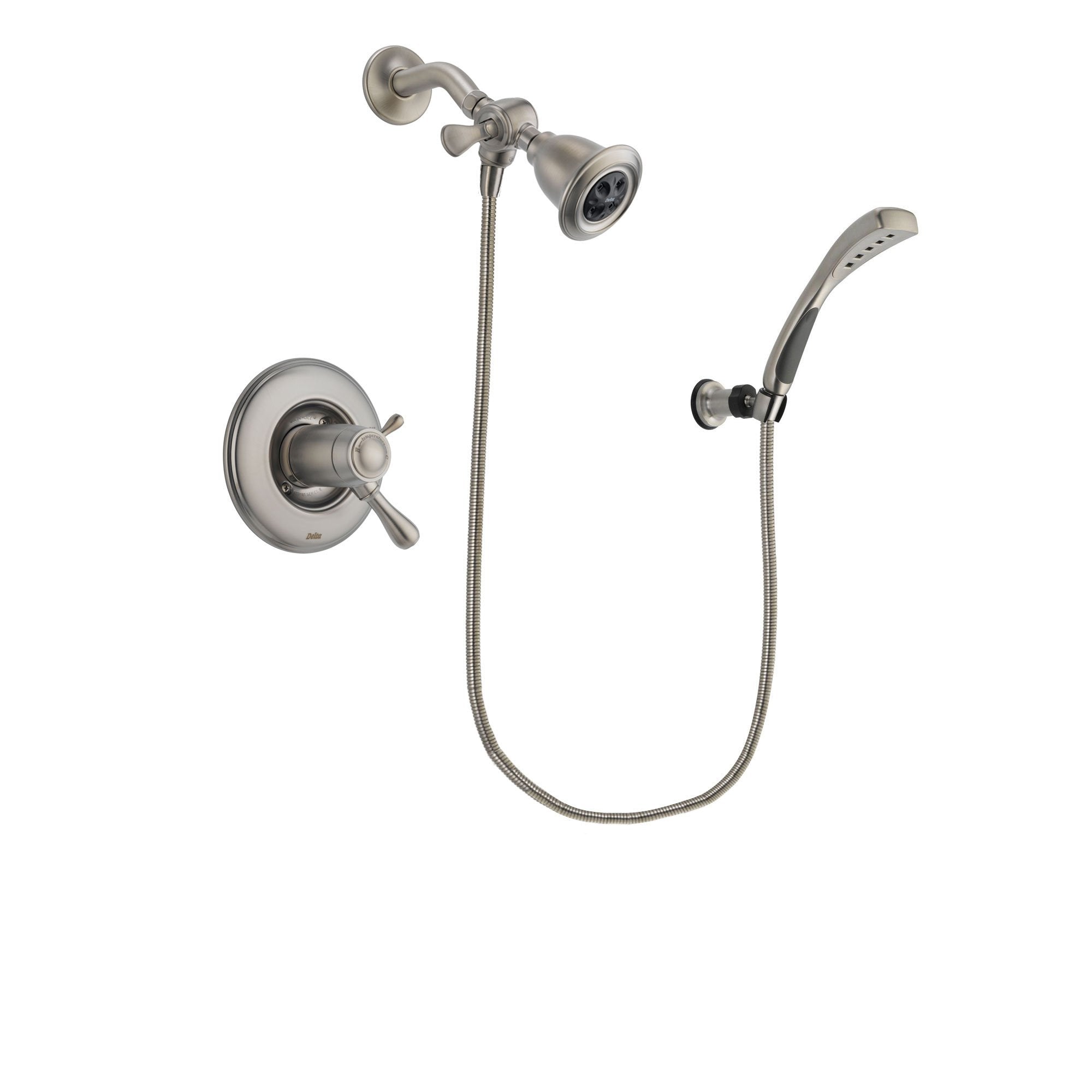 Delta Leland Stainless Steel Finish Thermostatic Shower Faucet System Package with Water Efficient Showerhead and Wall Mounted Handshower Includes Rough-in Valve DSP1824V