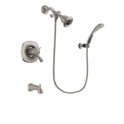 Delta Addison Stainless Steel Finish Thermostatic Tub and Shower Faucet System Package with Water Efficient Showerhead and Wall Mounted Handshower Includes Rough-in Valve and Tub Spout DSP1825V