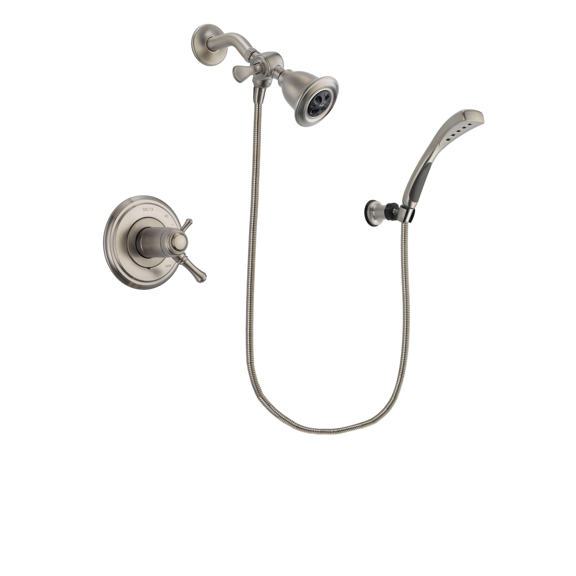 Delta Cassidy Stainless Steel Finish Thermostatic Shower Faucet System Package with Water Efficient Showerhead and Wall Mounted Handshower Includes Rough-in Valve DSP1828V