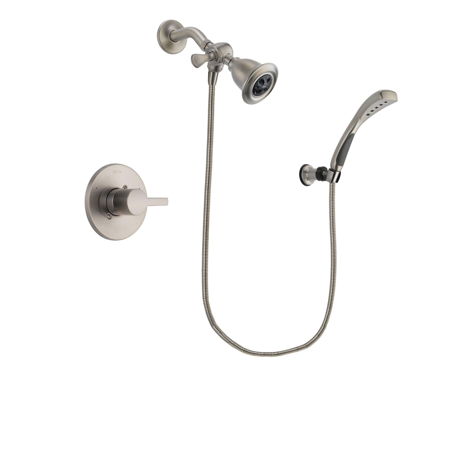 Delta Compel Stainless Steel Finish Shower Faucet System Package with Water Efficient Showerhead and Wall Mounted Handshower Includes Rough-in Valve DSP1834V
