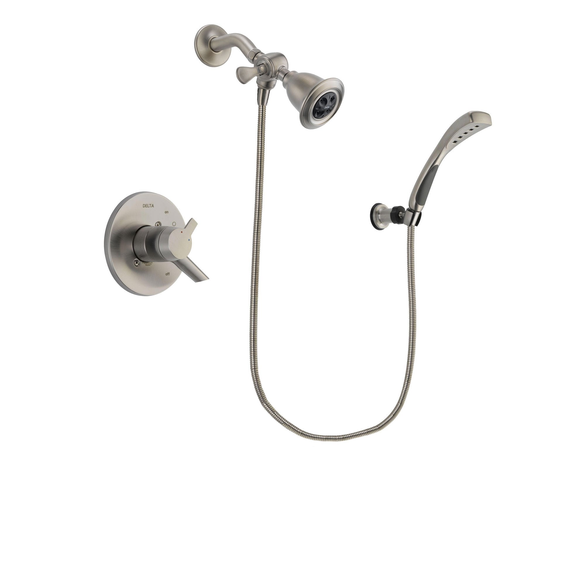 Delta Compel Stainless Steel Finish Dual Control Shower Faucet System Package with Water Efficient Showerhead and Wall Mounted Handshower Includes Rough-in Valve DSP1844V
