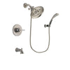 Delta Trinsic Stainless Steel Finish Tub and Shower Faucet System Package with Large Rain Showerhead and Wall Mounted Handshower Includes Rough-in Valve and Tub Spout DSP1865V
