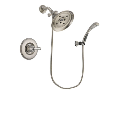 Delta Linden Stainless Steel Finish Shower Faucet System Package with Large Rain Showerhead and Wall Mounted Handshower Includes Rough-in Valve DSP1872V