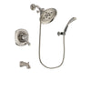 Delta Addison Stainless Steel Finish Dual Control Tub and Shower Faucet System Package with Large Rain Showerhead and Wall Mounted Handshower Includes Rough-in Valve and Tub Spout DSP1881V