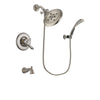 Delta Linden Stainless Steel Finish Dual Control Tub and Shower Faucet System Package with Large Rain Showerhead and Wall Mounted Handshower Includes Rough-in Valve and Tub Spout DSP1883V
