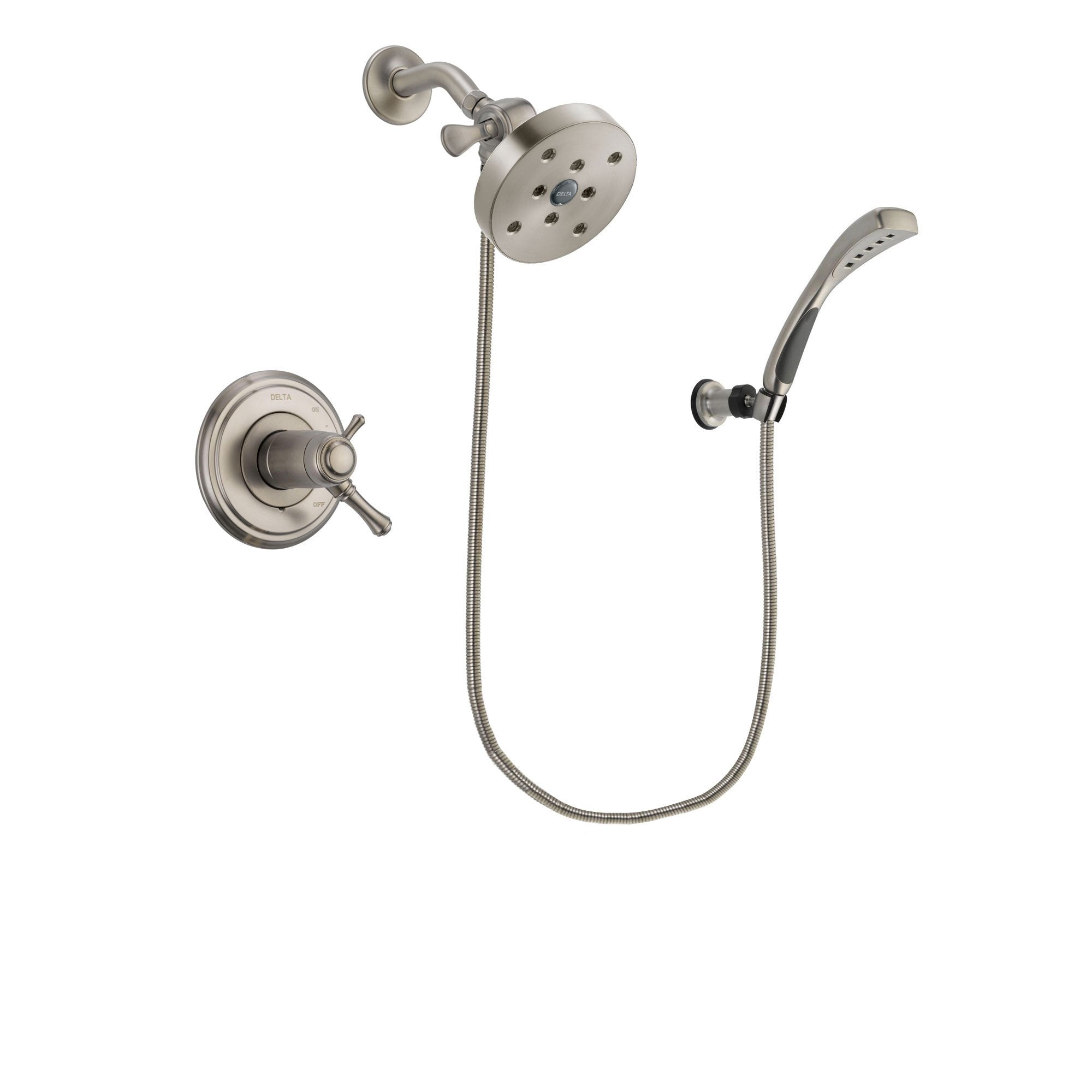 Delta Cassidy Stainless Steel Finish Thermostatic Shower Faucet System Package with 5-1/2 inch Shower Head and Wall Mounted Handshower Includes Rough-in Valve DSP1896V