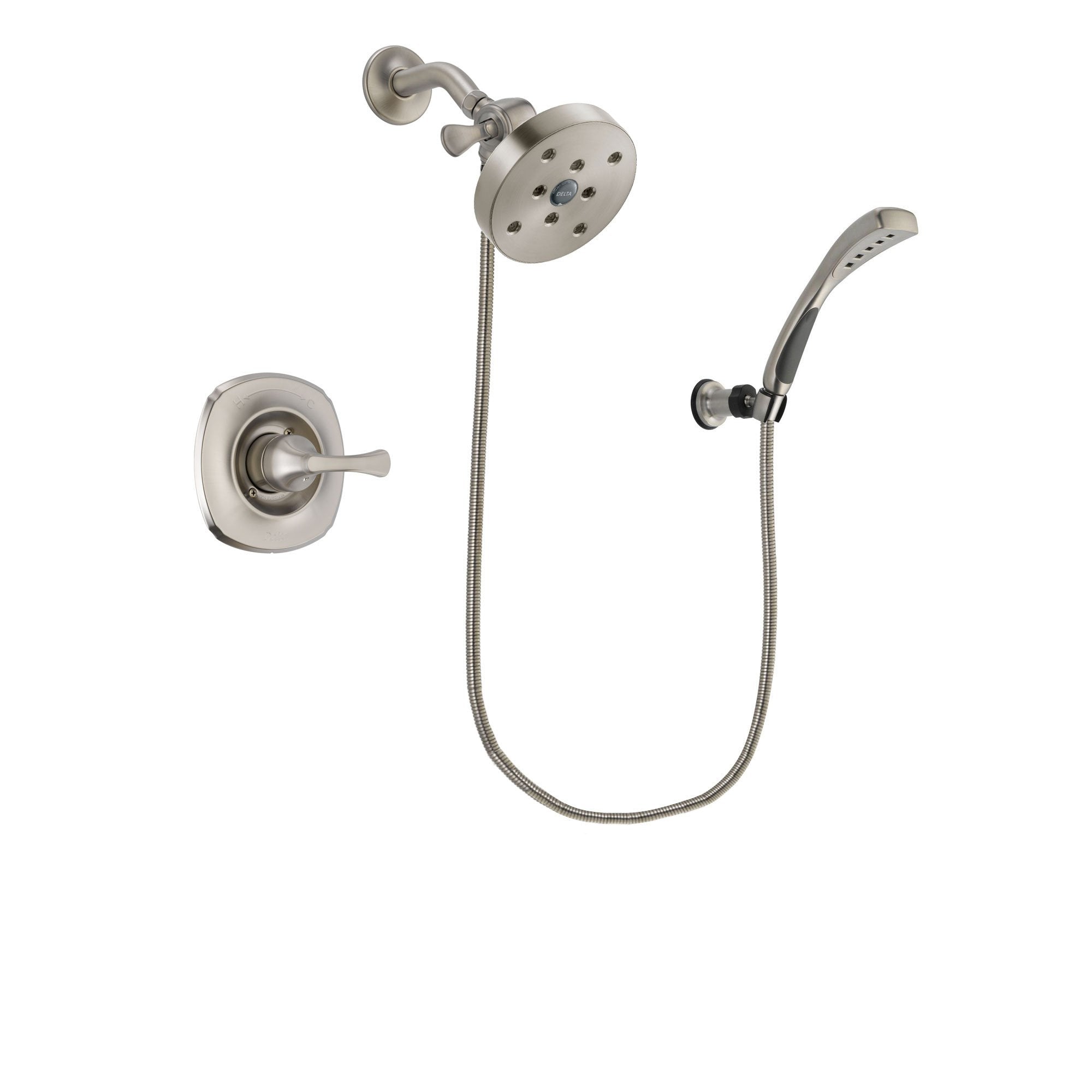 Delta Addison Stainless Steel Finish Shower Faucet System Package with 5-1/2 inch Shower Head and Wall Mounted Handshower Includes Rough-in Valve DSP1904V