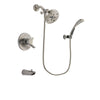 Delta Compel Stainless Steel Finish Dual Control Tub and Shower Faucet System Package with 5-1/2 inch Shower Head and Wall Mounted Handshower Includes Rough-in Valve and Tub Spout DSP1911V