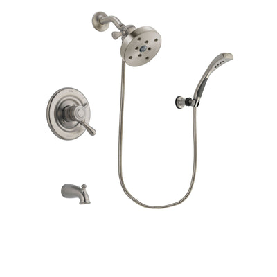 Delta Leland Stainless Steel Finish Dual Control Tub and Shower Faucet System Package with 5-1/2 inch Shower Head and Wall Mounted Handshower Includes Rough-in Valve and Tub Spout DSP1913V