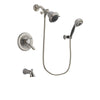 Delta Lahara Stainless Steel Finish Dual Control Tub and Shower Faucet System Package with Shower Head and 5-Setting Wall Mount Personal Handheld Shower Includes Rough-in Valve and Tub Spout DSP1941V