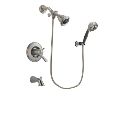 Delta Lahara Stainless Steel Finish Thermostatic Tub and Shower Faucet System Package with Water Efficient Showerhead and 5-Setting Wall Mount Personal Handheld Shower Includes Rough-in Valve and Tub Spout DSP1955V