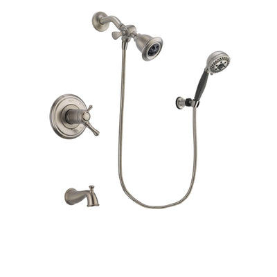 Delta Cassidy Stainless Steel Finish Thermostatic Tub and Shower Faucet System Package with Water Efficient Showerhead and 5-Setting Wall Mount Personal Handheld Shower Includes Rough-in Valve and Tub Spout DSP1963V