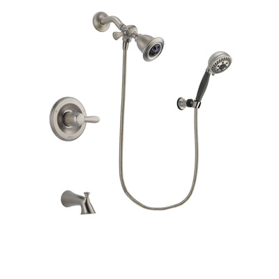 Delta Lahara Stainless Steel Finish Tub and Shower Faucet System Package with Water Efficient Showerhead and 5-Setting Wall Mount Personal Handheld Shower Includes Rough-in Valve and Tub Spout DSP1965V