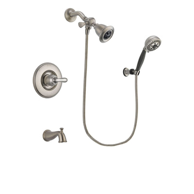 Delta Linden Stainless Steel Finish Tub and Shower Faucet System Package with Water Efficient Showerhead and 5-Setting Wall Mount Personal Handheld Shower Includes Rough-in Valve and Tub Spout DSP1973V