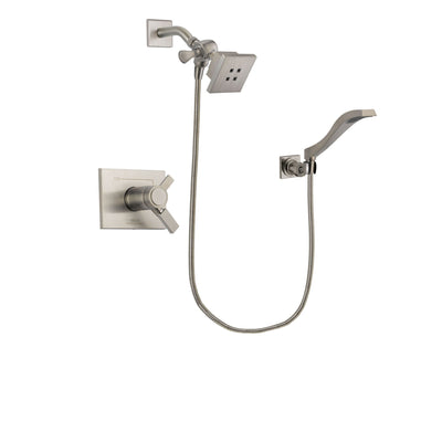 Delta Vero Stainless Steel Finish Thermostatic Shower Faucet System Package with Square Showerhead and Modern Wall Mount Handheld Shower Spray Includes Rough-in Valve DSP2060V