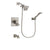 Delta Dryden Stainless Steel Finish Dual Control Tub and Shower Faucet System Package with Square Showerhead and Modern Wall Mount Handheld Shower Spray Includes Rough-in Valve and Tub Spout DSP2069V