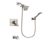 Delta Vero Stainless Steel Finish Dual Control Tub and Shower Faucet System Package with Square Showerhead and Modern Wall Mount Handheld Shower Spray Includes Rough-in Valve and Tub Spout DSP2071V
