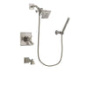Delta Dryden Stainless Steel Finish Thermostatic Tub and Shower Faucet System Package with Square Showerhead and Modern Handheld Shower Spray Includes Rough-in Valve and Tub Spout DSP2111V
