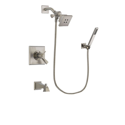 Delta Dryden Stainless Steel Finish Thermostatic Tub and Shower Faucet System Package with Square Showerhead and Wall-Mount Handheld Shower Stick Includes Rough-in Valve and Tub Spout DSP2165V