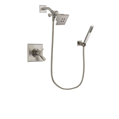 Delta Dryden Stainless Steel Finish Thermostatic Shower Faucet System Package with Square Showerhead and Wall-Mount Handheld Shower Stick Includes Rough-in Valve DSP2166V