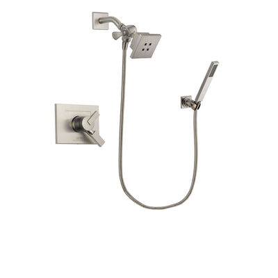 Delta Vero Stainless Steel Finish Dual Control Shower Faucet System Package with Square Showerhead and Wall-Mount Handheld Shower Stick Includes Rough-in Valve DSP2180V