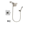 Delta Arzo Stainless Steel Finish Tub and Shower Faucet System Package with Square Shower Head and Wall-Mount Handheld Shower Stick Includes Rough-in Valve and Tub Spout DSP2211V