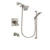 Delta Dryden Stainless Steel Finish Thermostatic Tub and Shower Faucet System Package with Square Showerhead and Handheld Shower with Slide Bar Includes Rough-in Valve and Tub Spout DSP2219V