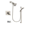 Delta Vero Stainless Steel Finish Dual Control Tub and Shower Faucet System Package with Square Showerhead and Handheld Shower with Slide Bar Includes Rough-in Valve and Tub Spout DSP2233V