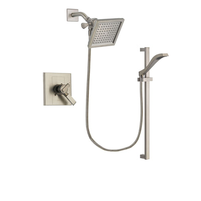 Delta Arzo Stainless Steel Finish Dual Control Shower Faucet System Package with 6.5-inch Square Rain Showerhead and Handheld Shower with Slide Bar Includes Rough-in Valve DSP2254V