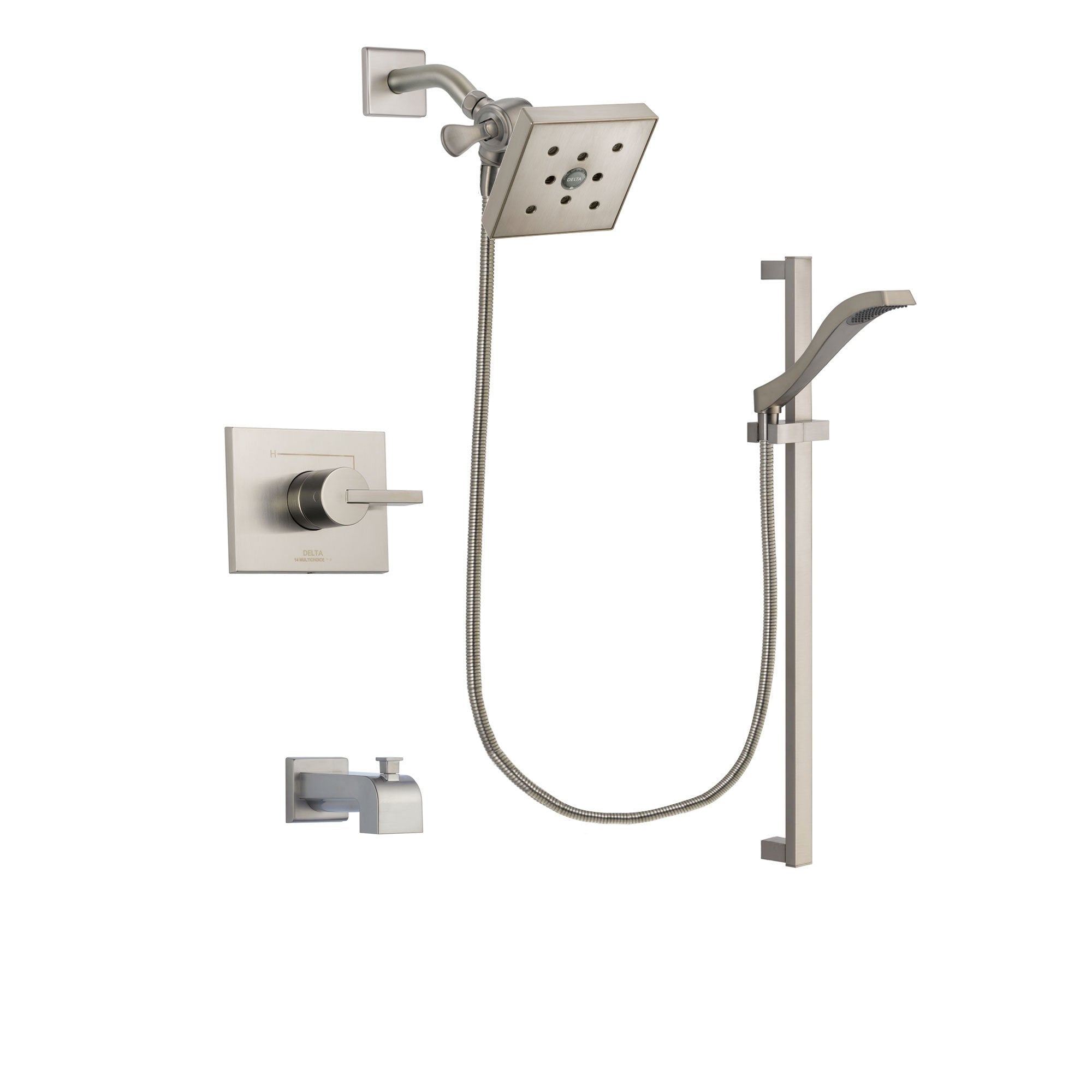 Delta Vero Stainless Steel Finish Tub and Shower System with Hand Spray DSP2263V