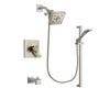 Delta Arzo Stainless Steel Finish Dual Control Tub and Shower Faucet System Package with Square Shower Head and Handheld Shower with Slide Bar Includes Rough-in Valve and Tub Spout DSP2271V